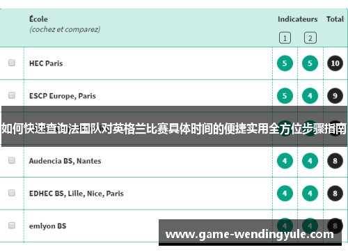 如何快速查询法国队对英格兰比赛具体时间的便捷实用全方位步骤指南